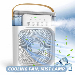 10-Inch Portable Air Conditioner Fan – USB Rechargeable Mist Fan with LED Light & Humidifier