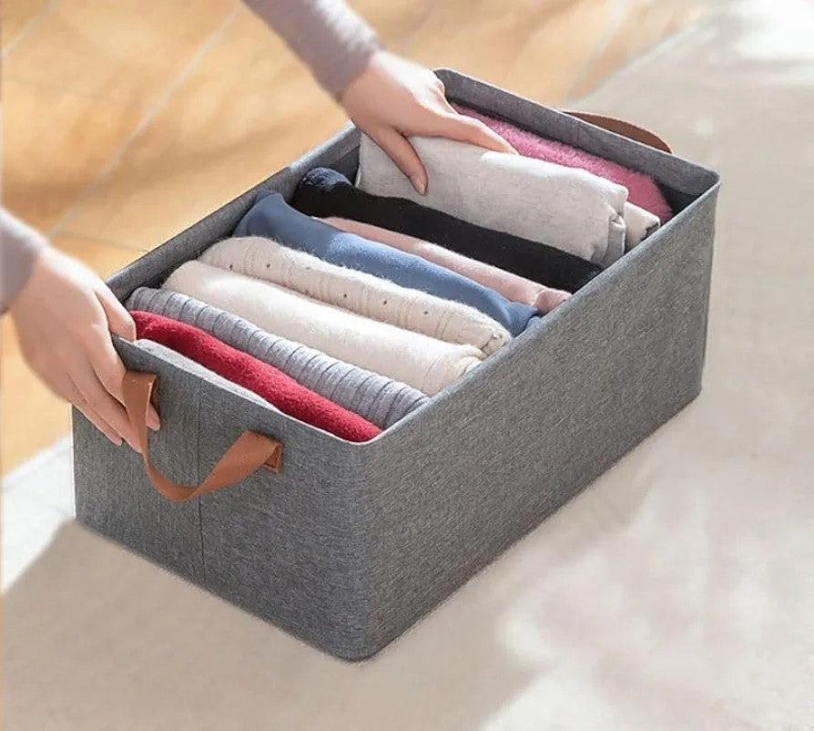 Foldable Clothes Organizer Box – With Dual Handles for Wardrobe Storage