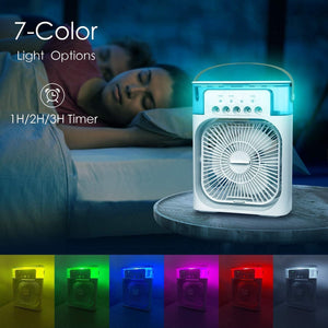 10-Inch Portable Air Conditioner Fan – USB Rechargeable Mist Fan with LED Light & Humidifier